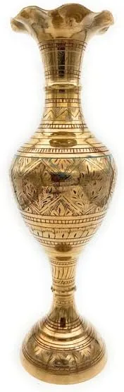 Taajoo Antique Brass Vase | Home Decor | Showpiece | Golden, Silver (LGB)