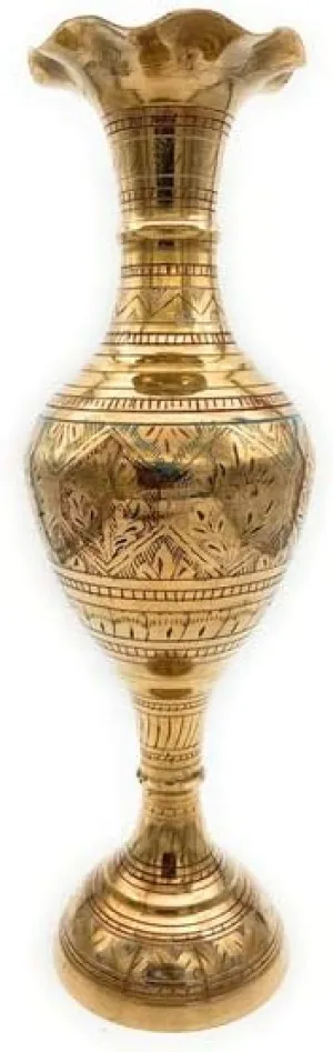 Taajoo Antique Brass Vase | Home Decor | Showpiece | Golden, Silver (LGB)