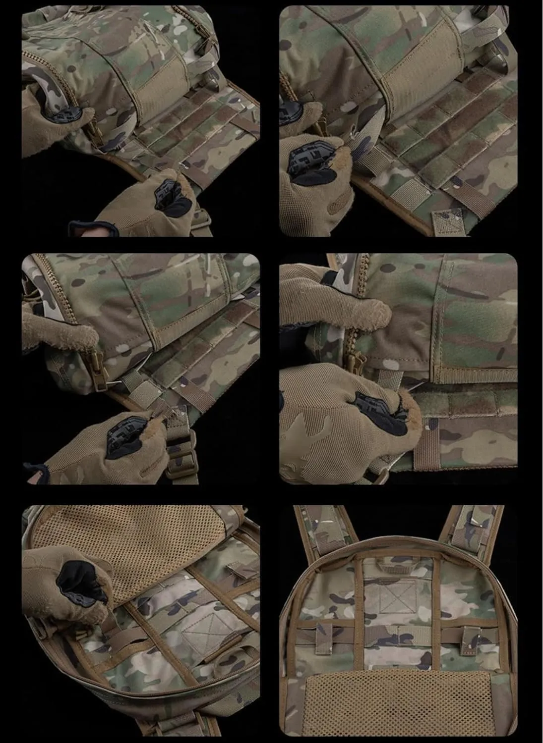 Tactical Backpack Outdoor Large Capacity Equipment Pack Can be External Accessory Bag Hunting Hiking Camping Equip (Grey)