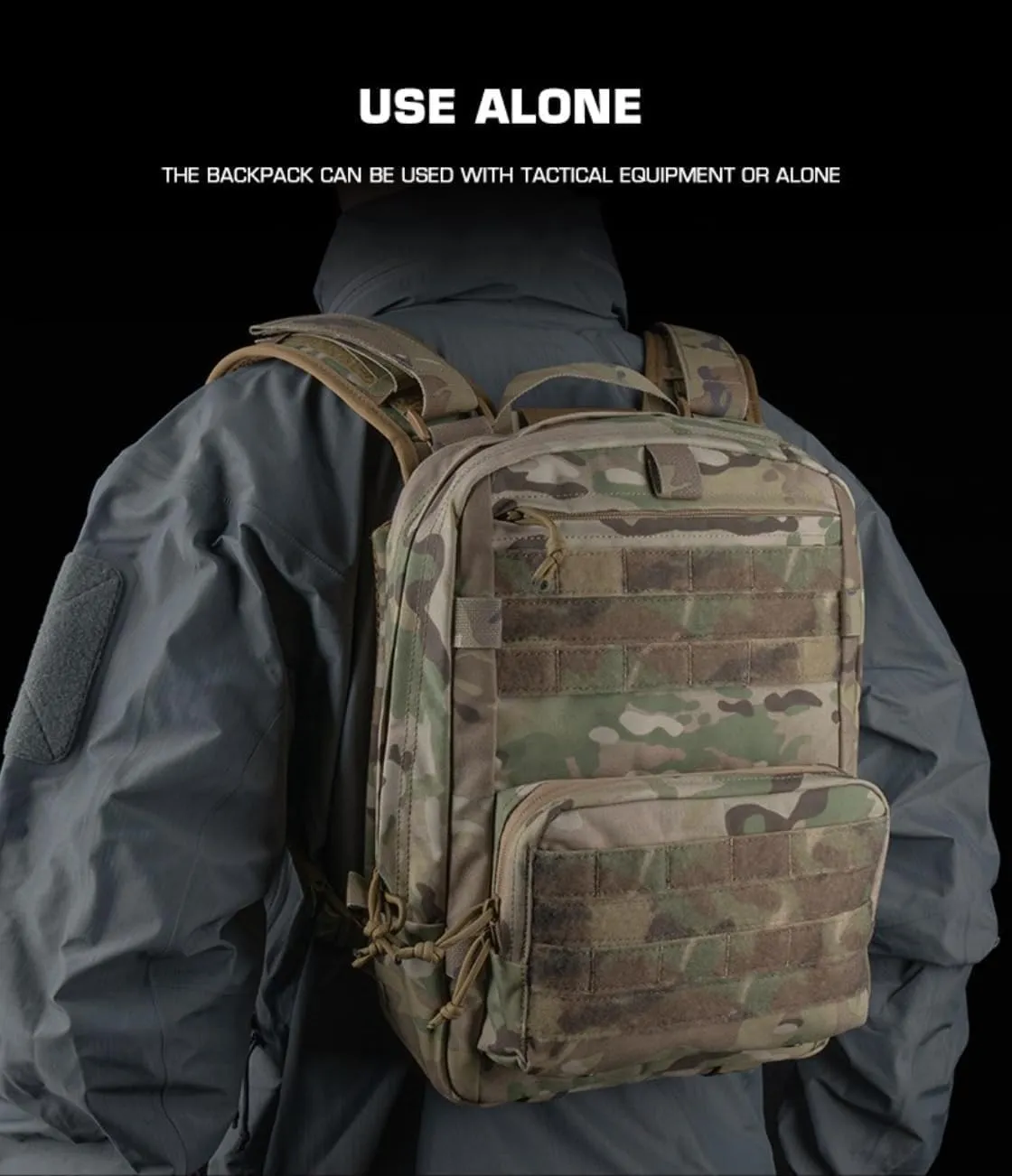 Tactical Backpack Outdoor Large Capacity Equipment Pack Can be External Accessory Bag Hunting Hiking Camping Equip (Grey)