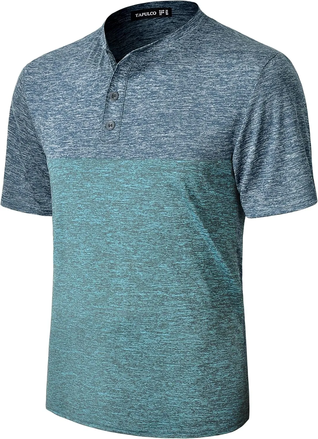 TAPULCO Collarless Golf Shirts for Men Quick Dry Color Block Breathable Soft Athletic Casual Daily T-Shirts