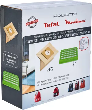 Tefal Moulinex Rowenta HEPA Paper Bag and Filter