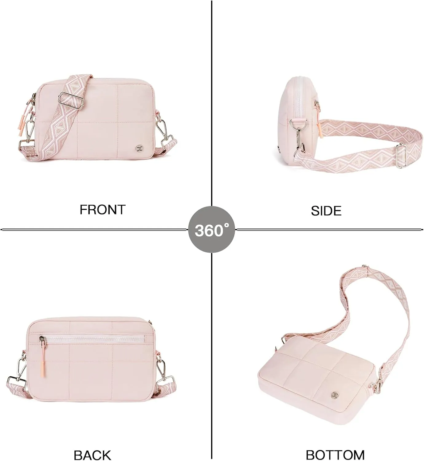 Telena Crossbody Bags for Women Cross Body Purse with Guitar Strap Lightweight Puffer Shoulder Bag for Travel