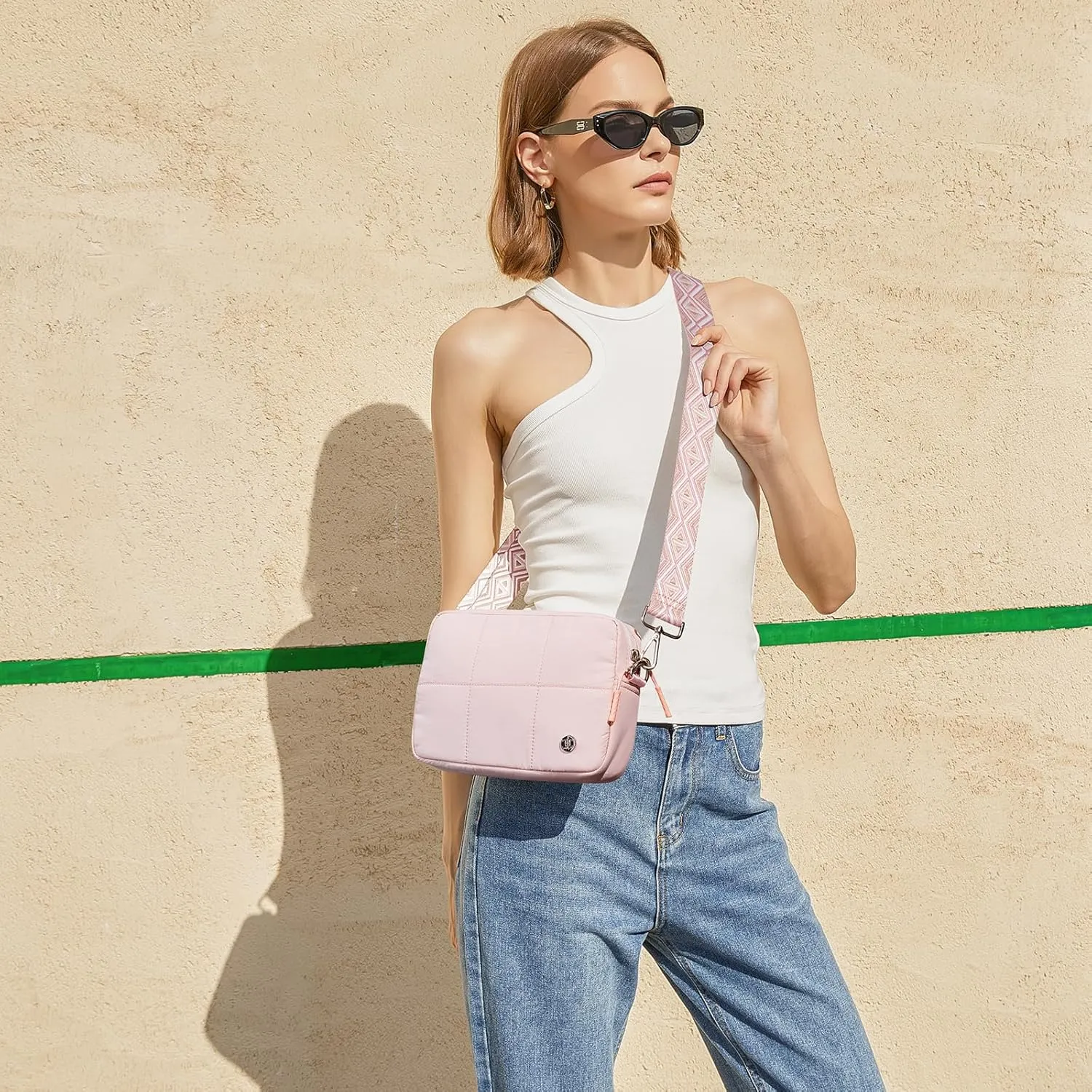 Telena Crossbody Bags for Women Cross Body Purse with Guitar Strap Lightweight Puffer Shoulder Bag for Travel
