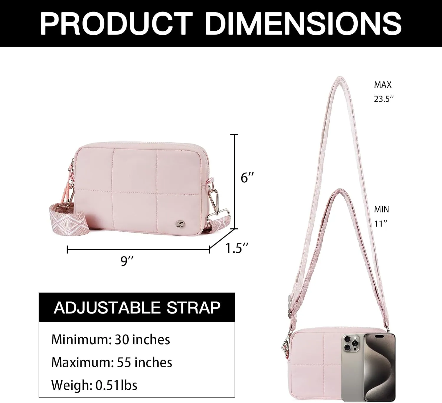 Telena Crossbody Bags for Women Cross Body Purse with Guitar Strap Lightweight Puffer Shoulder Bag for Travel