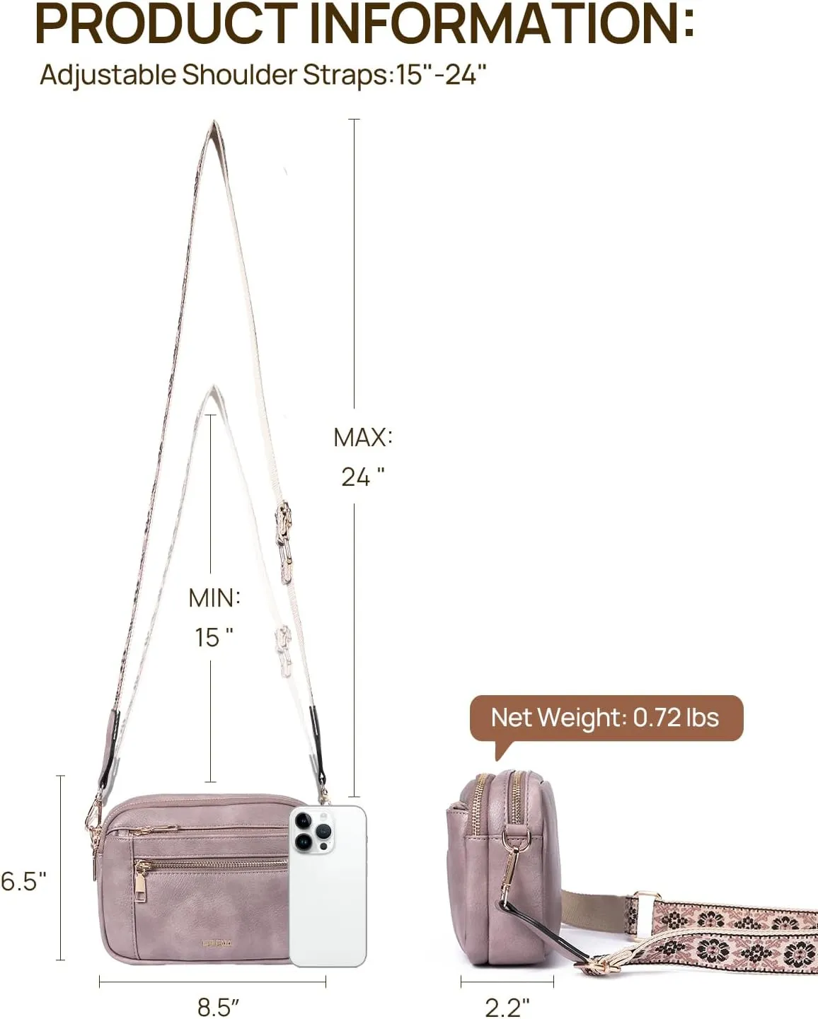Telena Crossbody Purse for Women Small Crossbody Bags Trendy Vegan Leather with Adjustable Shoulder Strap