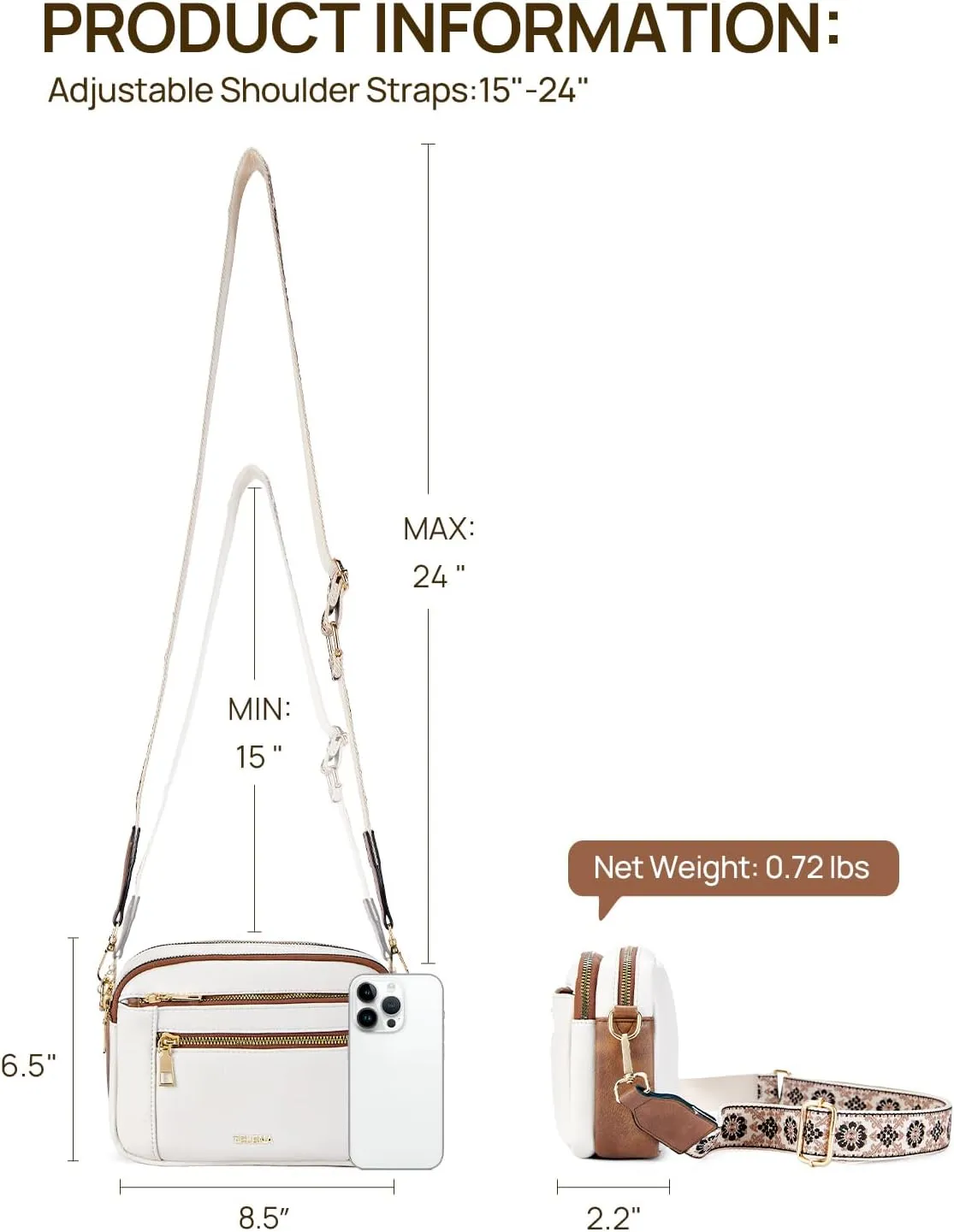 Telena Crossbody Purse for Women Small Crossbody Bags Trendy Vegan Leather with Adjustable Shoulder Strap