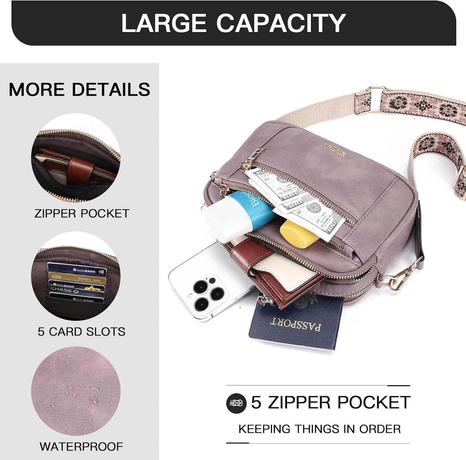 Telena Crossbody Purse for Women Small Crossbody Bags Trendy Vegan Leather with Adjustable Shoulder Strap