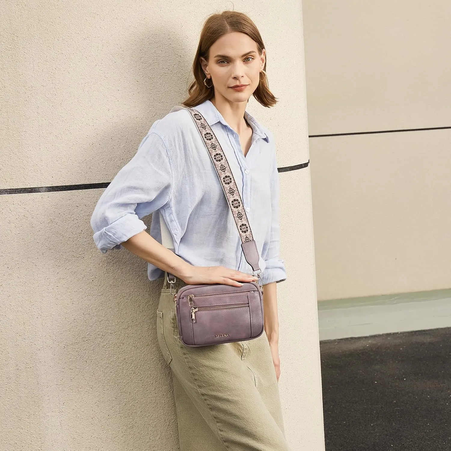 Telena Crossbody Purse for Women Small Crossbody Bags Trendy Vegan Leather with Adjustable Shoulder Strap