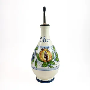 thatsArte - Hand-Painted Italian Ceramic Olive Oil Dispenser Bottle With Stainless Steel Spout - Venezia Oil Pourer by Rampini, Handmade in Gubbio, Made in Italy Cruet
