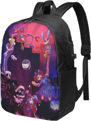 The Amazing Funny Digital Comedy Circus Laptop Backpack Large Travel Bags for Men Women Gym Bags Breathable Business Backpack Casual Daypack for Indoor Computer Bag with Usb Charging Port