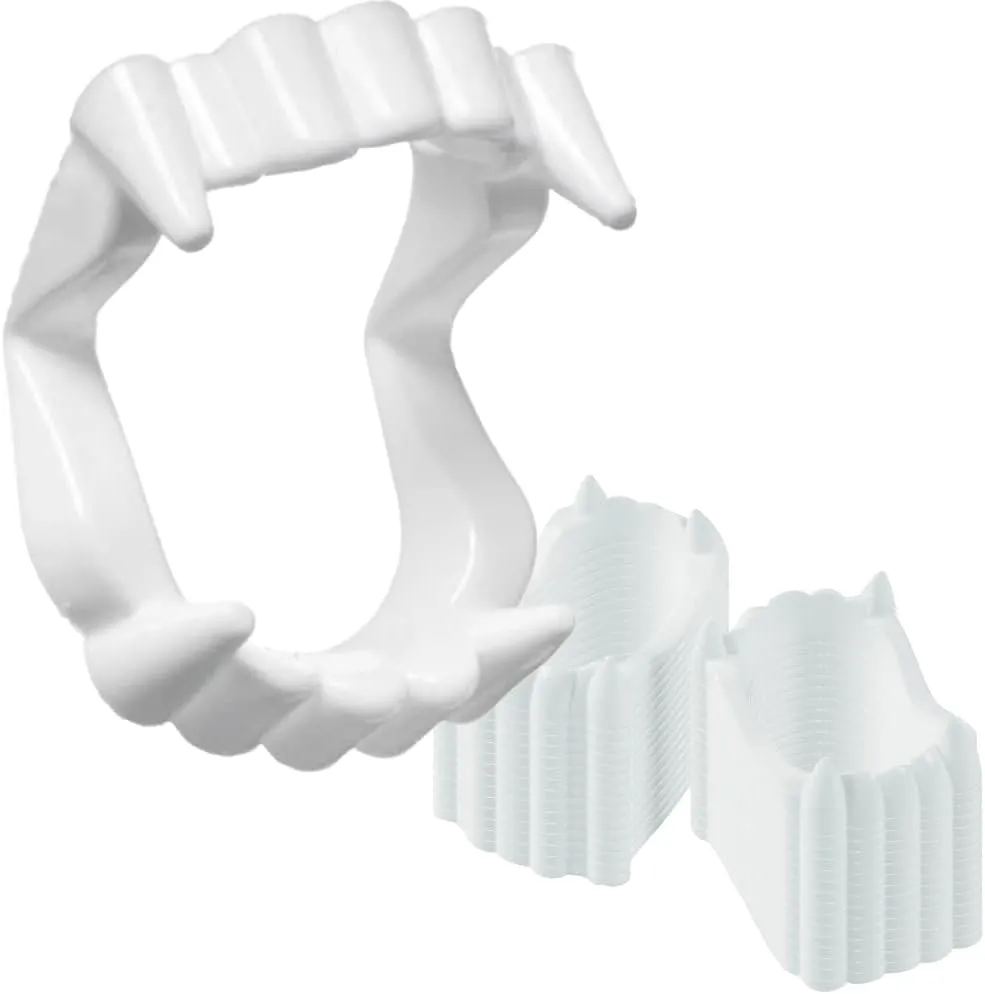 The Dreidel Company Halloween White Teeth Fangs Teeth, Costume, Funny Halloween Dress-Up, Pretend Play Decoration (100-Pack)
