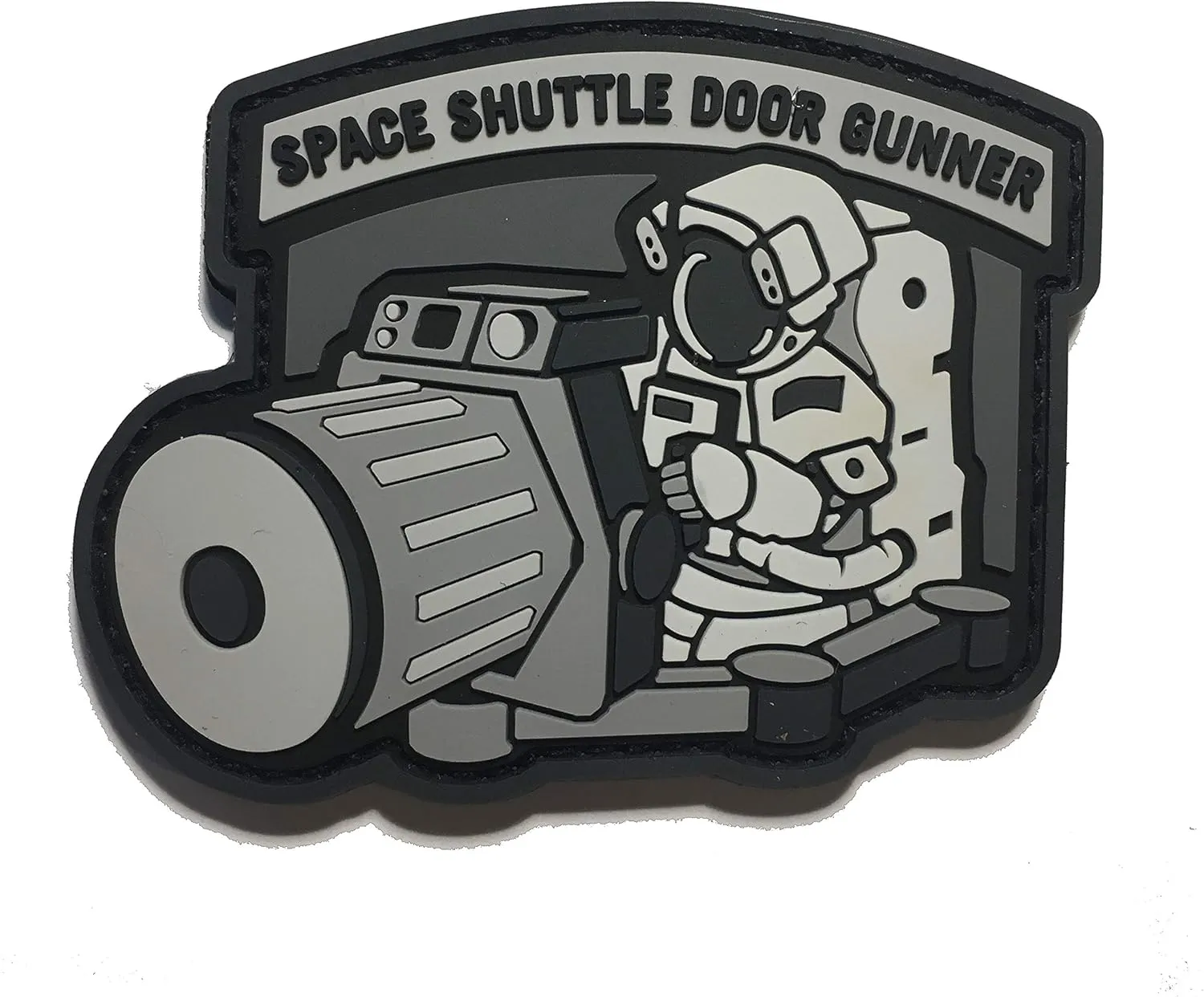 The PVC/Rubber Tactical Space Shuttle Door Gunner Patch Combat Army Morale (Hook/Loop) Patch
