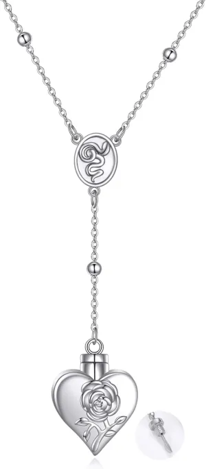 TIGER RIDER Gold Plated Sterling Silver LDR Stash Snuffle Spoon Necklace Hidden Scoop Rosary Chain Rose and Snake Pendant