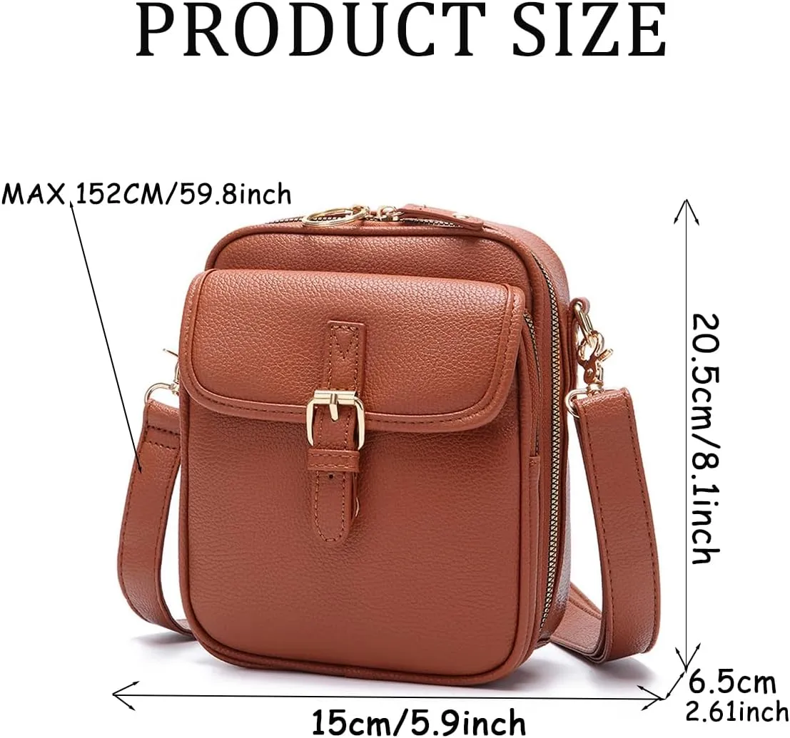 Tojoyride Crossbody Bag Urvashi Crossbody Bag Upgrade Vintage Double Layer Bags Shoulder Pu Purse With Card Slots