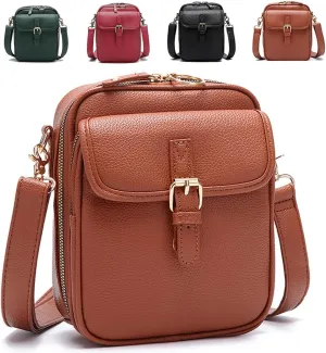 Tojoyride Crossbody Bag Urvashi Crossbody Bag Upgrade Vintage Double Layer Bags Shoulder Pu Purse With Card Slots