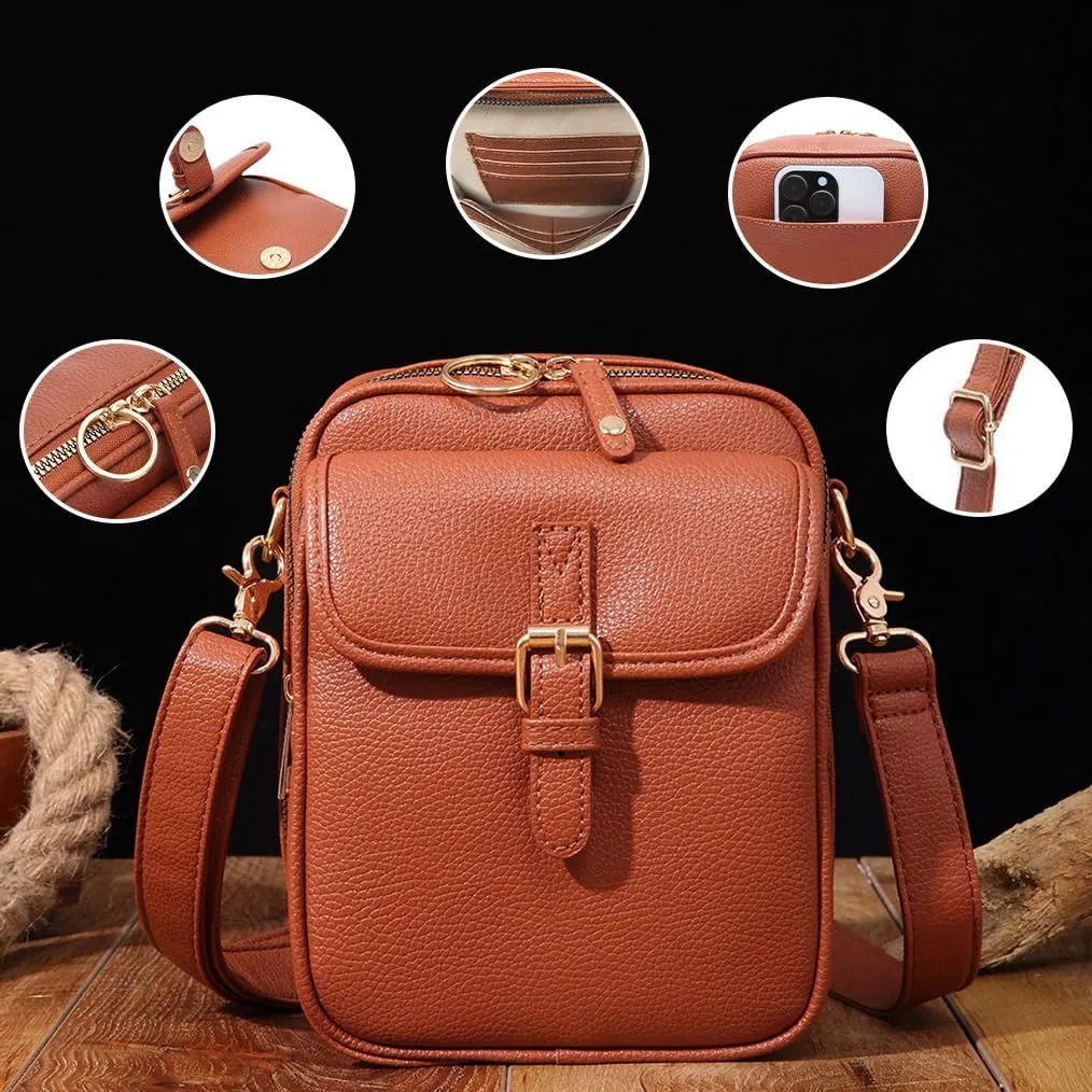 Tojoyride Crossbody Bag Urvashi Crossbody Bag Upgrade Vintage Double Layer Bags Shoulder Pu Purse With Card Slots