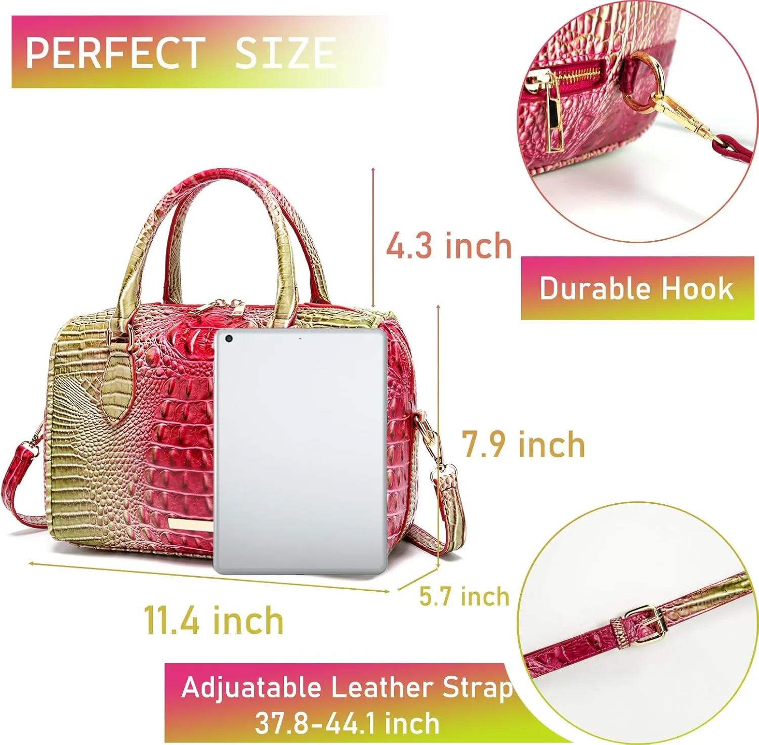 Top-Handle Crocodile Purses For Women Crossbody Leather Bags Trendy Large Capacity Tote with Shoulder Strap