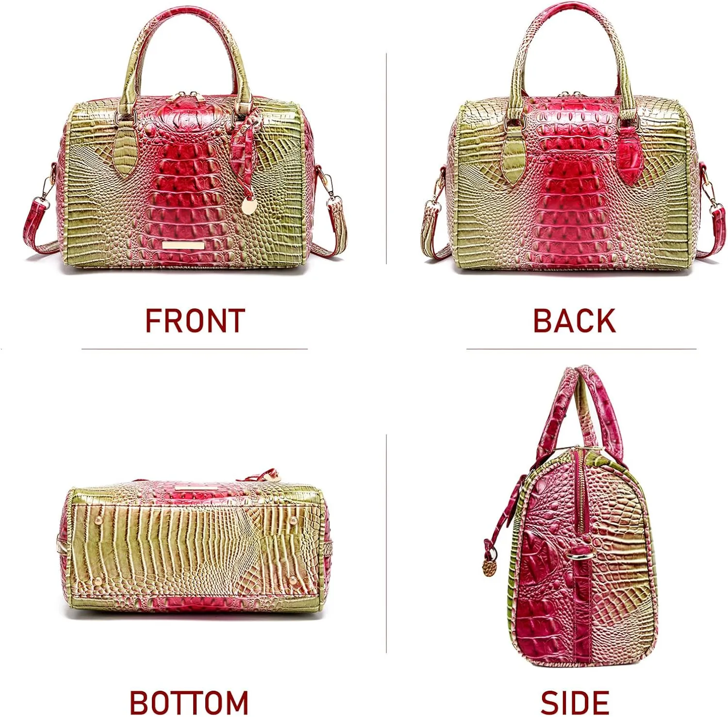Top-Handle Crocodile Purses For Women Crossbody Leather Bags Trendy Large Capacity Tote with Shoulder Strap