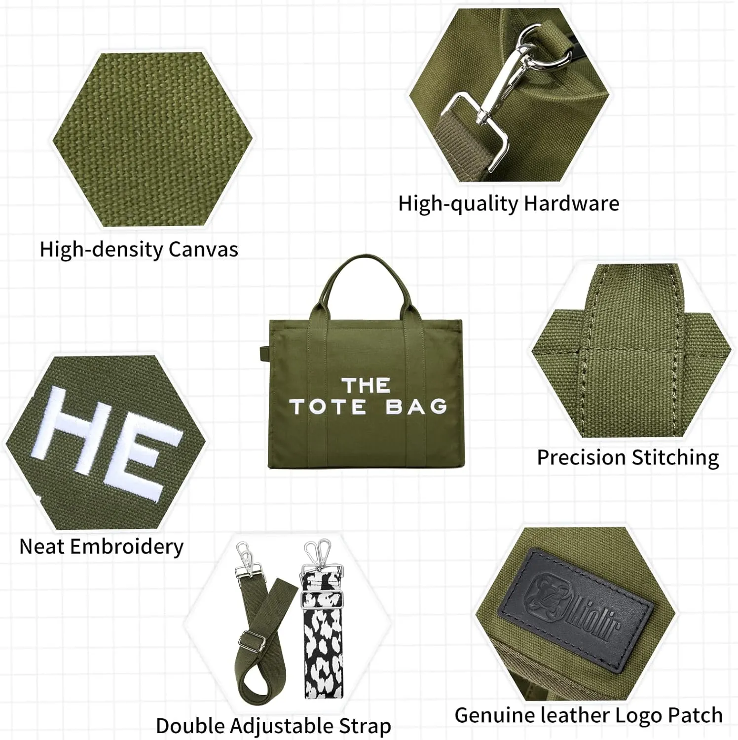 Tote Bag for Women Canvas Zip Top Handle Women's Handbag Multi Pockets Travel Crossbody Shoulder Bag