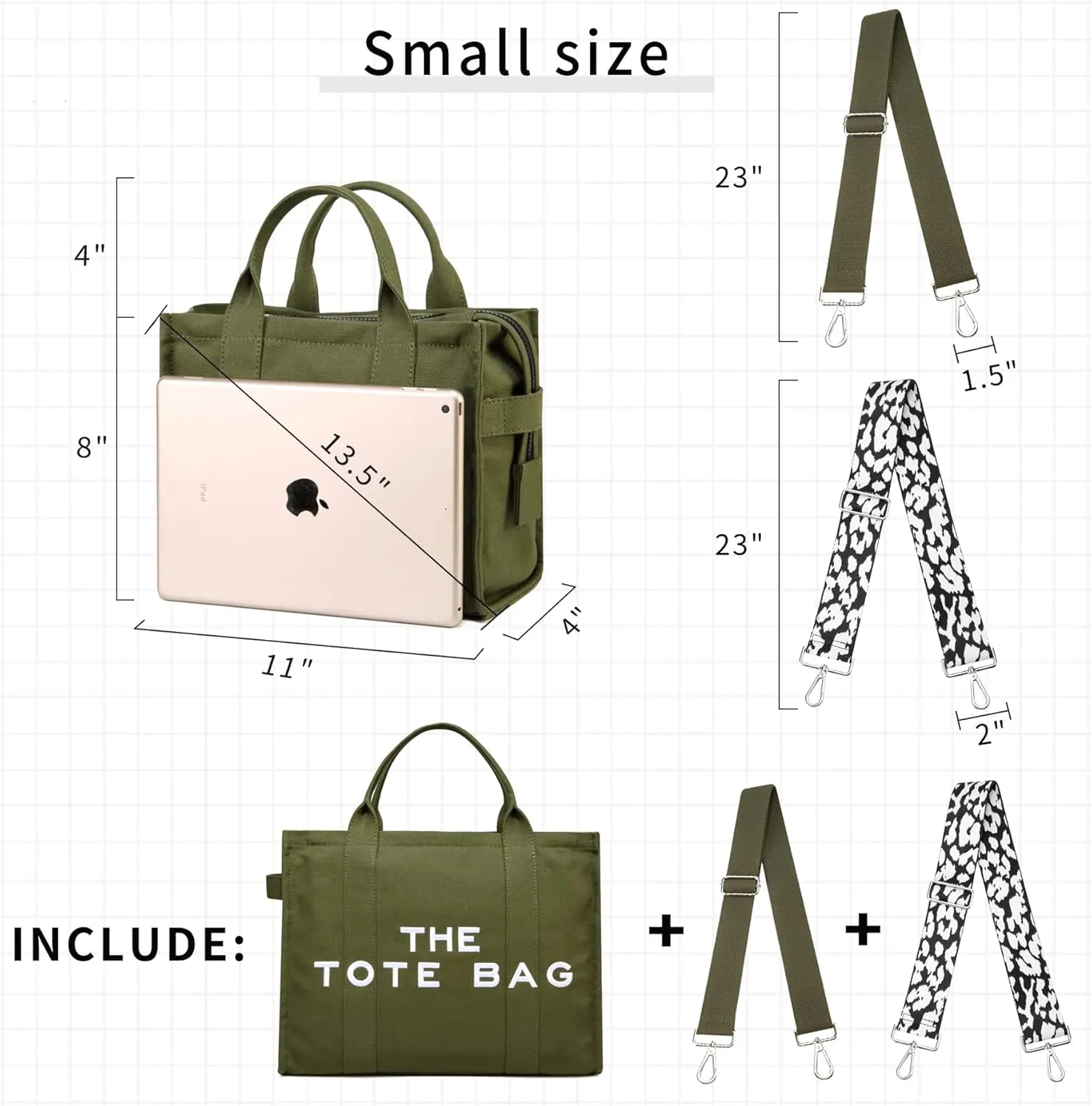Tote Bag for Women Canvas Zip Top Handle Women's Handbag Multi Pockets Travel Crossbody Shoulder Bag