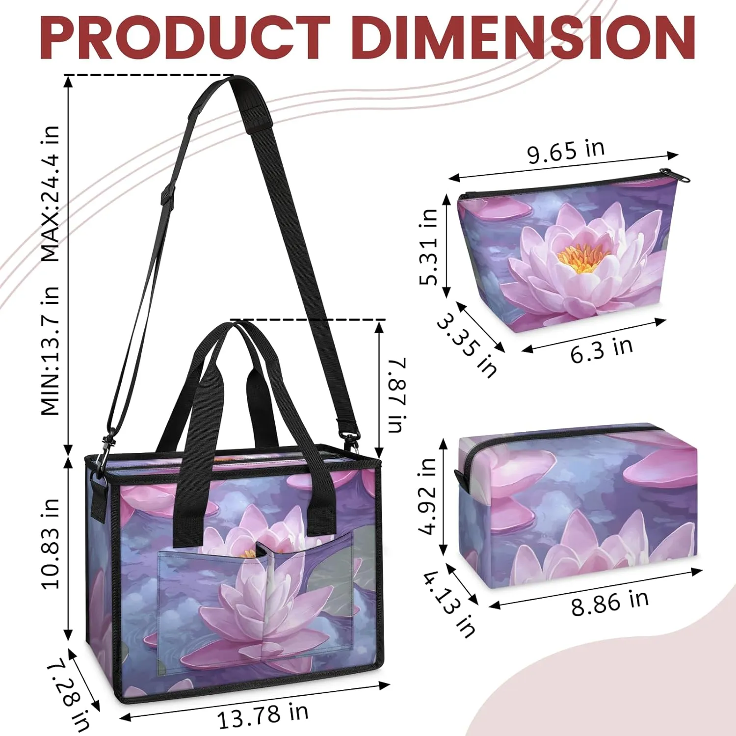 Tote Satchel Bag Set 3PCS for Women,Travel Shoulder Bag Handbag and Wallet Daily Use06
