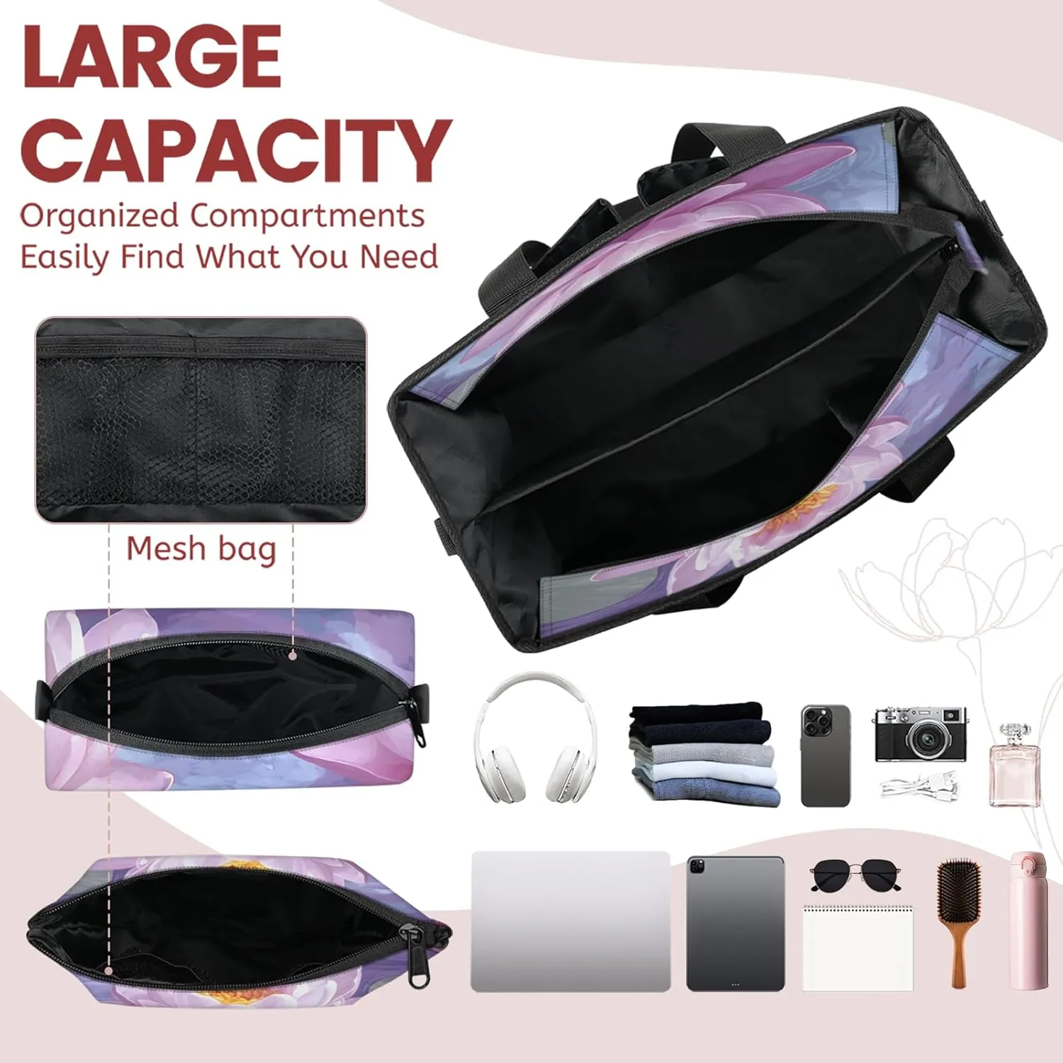 Tote Satchel Bag Set 3PCS for Women,Travel Shoulder Bag Handbag and Wallet Daily Use06