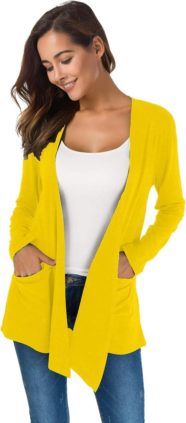 TownCat Cardigans for Women Loose Casual Long Sleeved Open Front Breathable Cardigans with Pockets