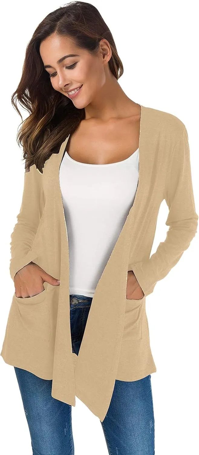 TownCat Cardigans for Women Loose Casual Long Sleeved Open Front Breathable Cardigans with Pockets