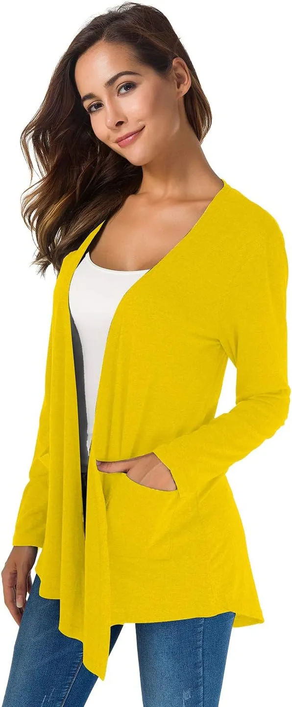 TownCat Cardigans for Women Loose Casual Long Sleeved Open Front Breathable Cardigans with Pockets