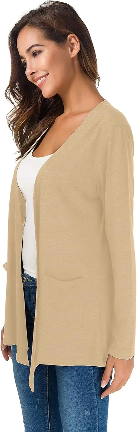 TownCat Cardigans for Women Loose Casual Long Sleeved Open Front Breathable Cardigans with Pockets