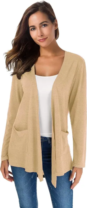 TownCat Cardigans for Women Loose Casual Long Sleeved Open Front Breathable Cardigans with Pockets