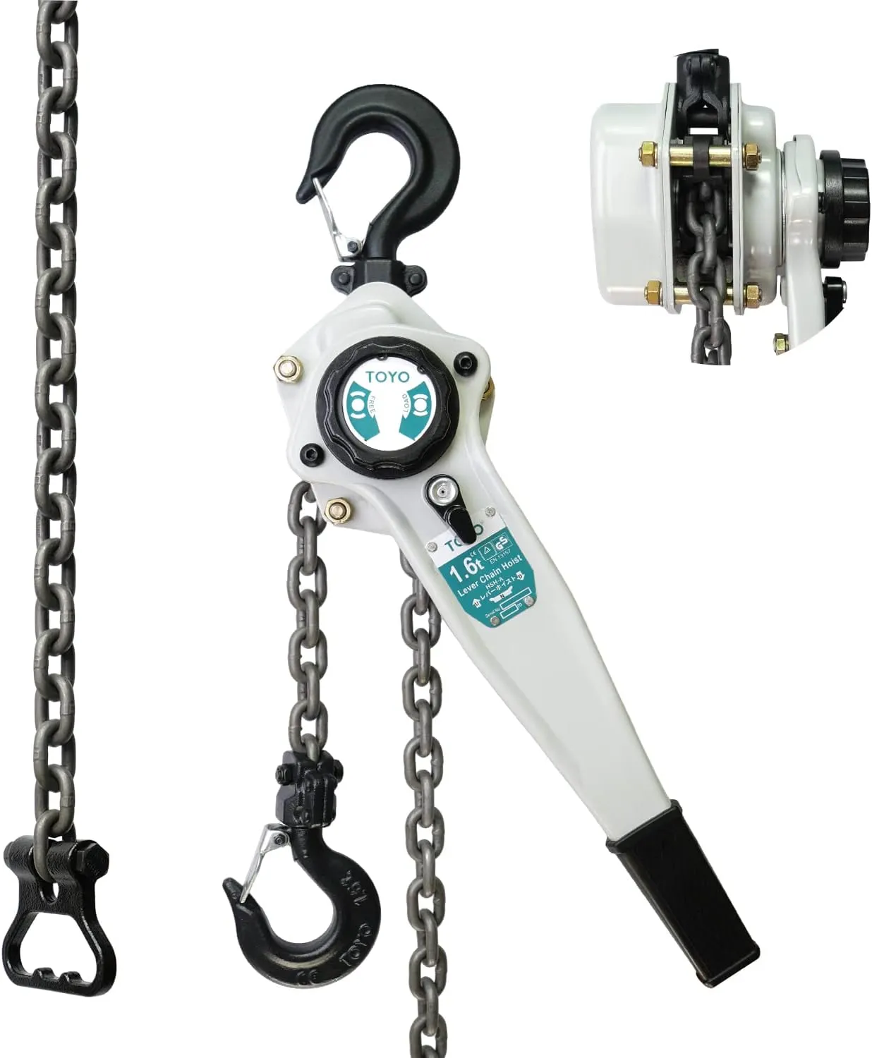 TOYO Lever Chain Hoist 3500Lbs 10ft,Chain Come Along 1.6T 10Ft Ratchet Chain Puller Hoist Alloy Steel G80 Chain 2 Heavy Duty Hooks for Building Warehouse Automotive Garages Machinery (3500LB 10FT)