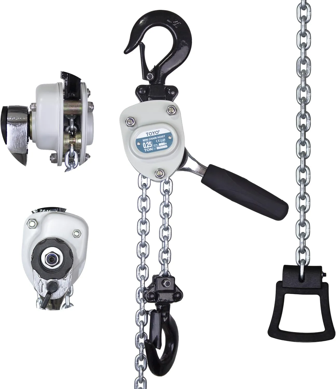 TOYO Mini Chain Hoist 550lb,5 ft Lever Hoist 1/4 ton mini Puller 1.5 M Lever Chain Hoist with 2 Heavy Duty Hook for Warehouse Garages Building Automotive Machinery (550Lb 5Ft)