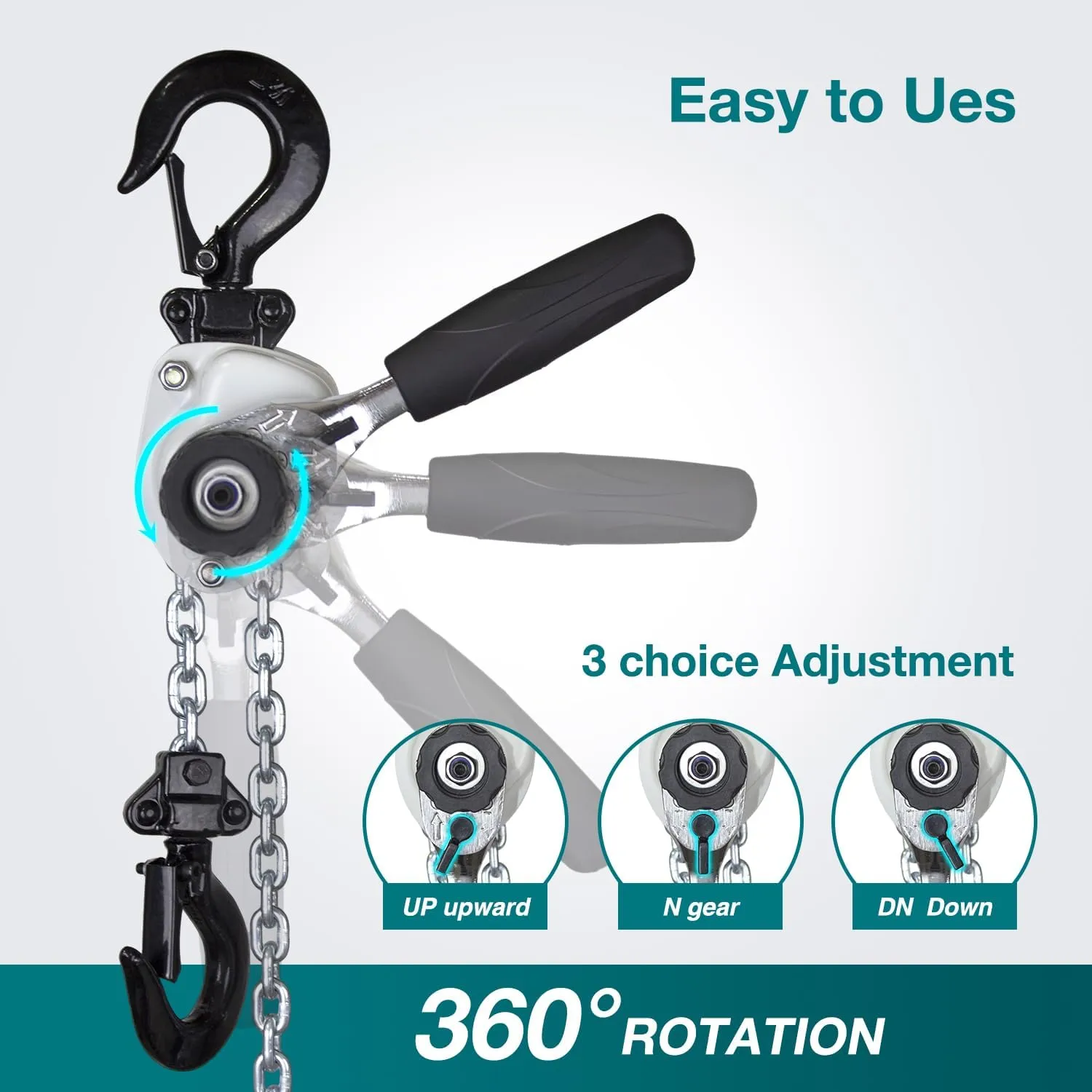 TOYO Mini Chain Hoist 550lb,5 ft Lever Hoist 1/4 ton mini Puller 1.5 M Lever Chain Hoist with 2 Heavy Duty Hook for Warehouse Garages Building Automotive Machinery (550Lb 5Ft)