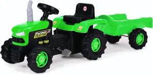Toys - Pedal Operated Big Green Tractor with Trailer