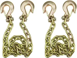 Trailer Safety Chain Grade 70 5/16" x 36",2pcs,each Fitted with 2 Clevis Slip Hook with Latch end Fitting,Working Load Limit:4,700 Lbs,for Heavy Duty Traile and Gooseneck Couplers