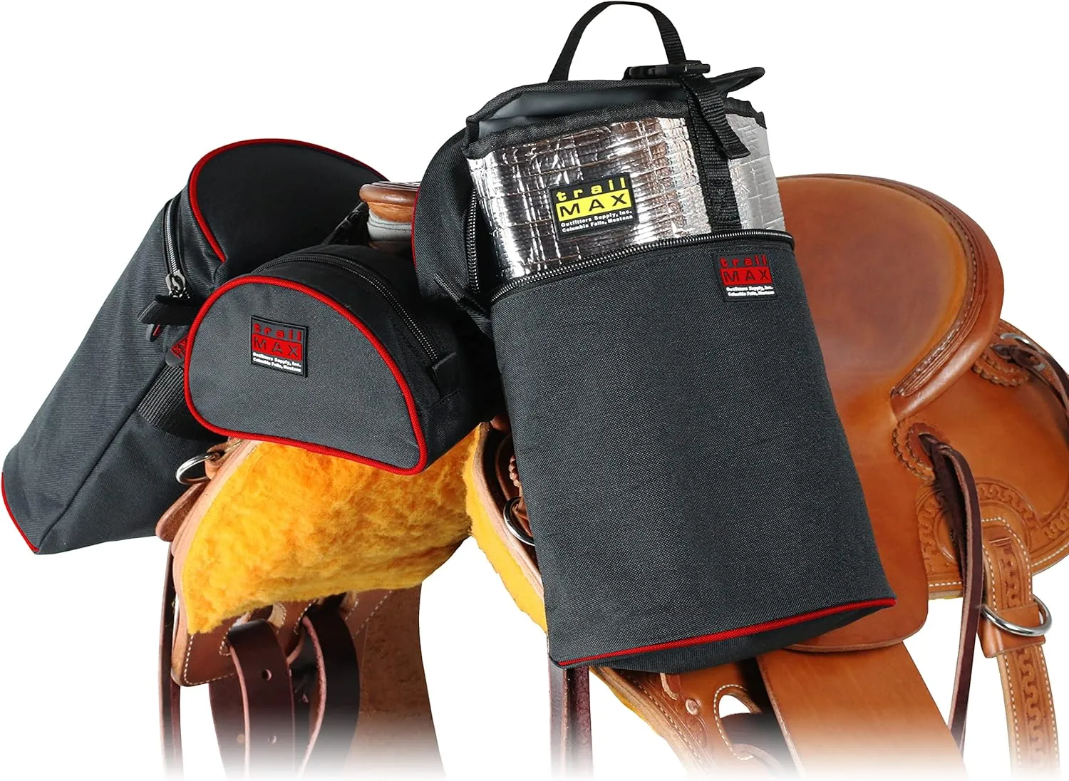 TrailMax Horn Saddle Bag & Pommel Pocket Saddle Bag Combo; Horn & Pommel Saddle Bag Combo for Horses; Saddle Bags for Western & Endurance Saddles; Trail Riding Saddle Bags