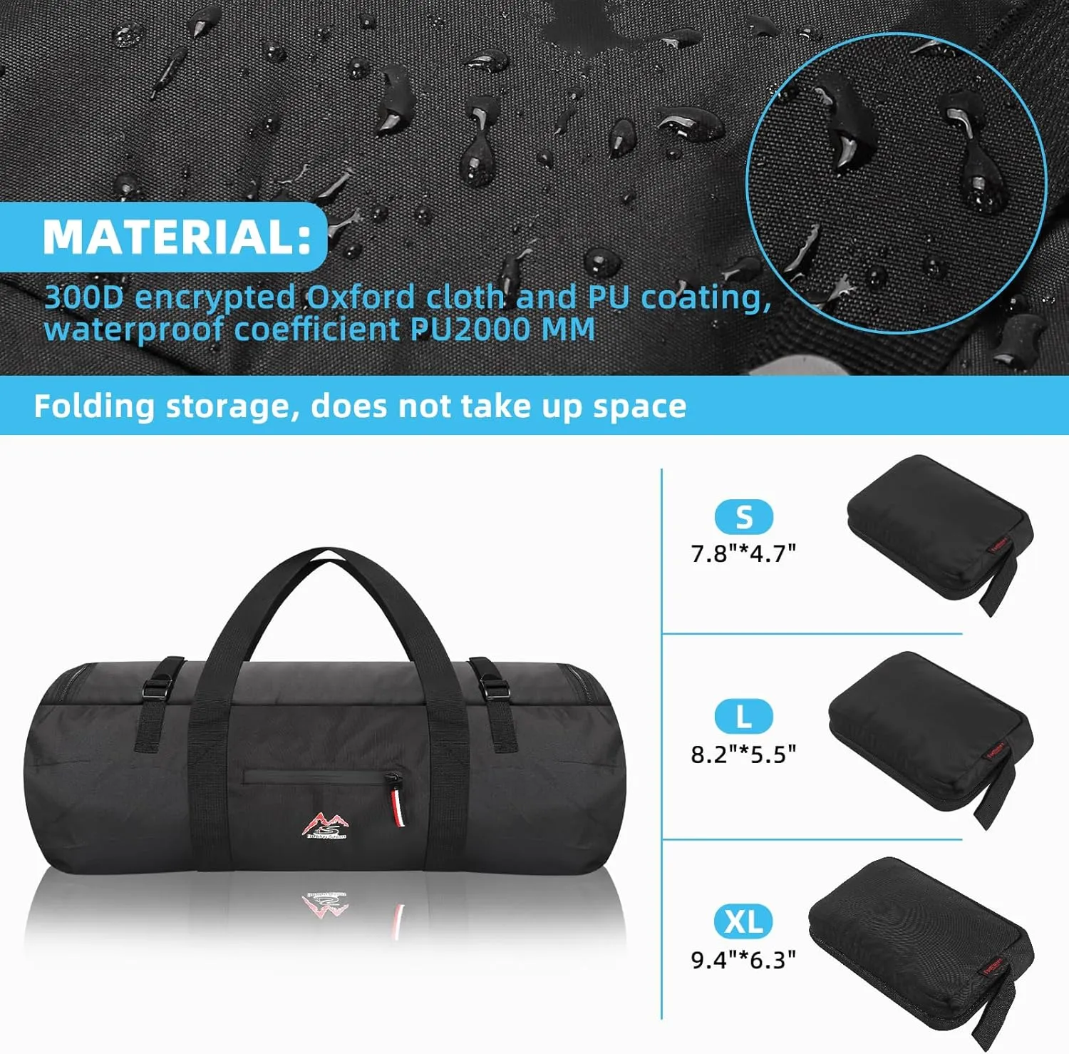 Travel Duffel Bag 37L/63L/125L Oversized Duffel Bag, Upgrade Zipper, Durable and Waterproof, Suitable for Camping Bag Travel Storage Bag Tent StorageBag Sports Equipment Bag (Black, XL，125L)