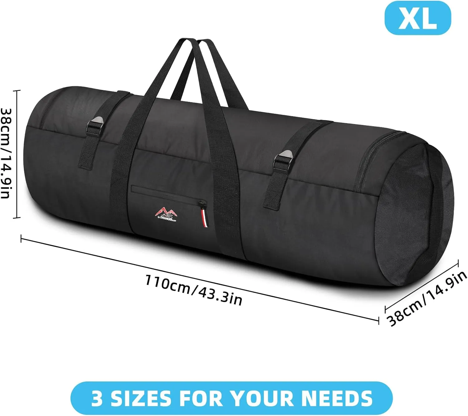 Travel Duffel Bag 37L/63L/125L Oversized Duffel Bag, Upgrade Zipper, Durable and Waterproof, Suitable for Camping Bag Travel Storage Bag Tent StorageBag Sports Equipment Bag (Black, XL，125L)