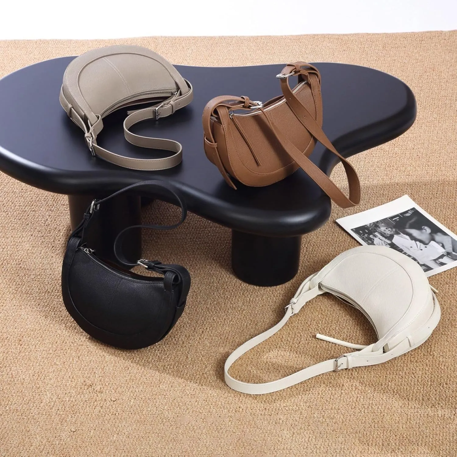 Travistar Crescent Crossbody Bags for Women - Small Shoulder Bag Leather Cross Body Purses Trendy Hobo Handbags Saddle Clutch
