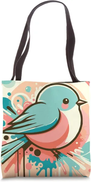 Trendy Bird Watercolor Art Design Pastel Graffiti Style Cool Tote Bag