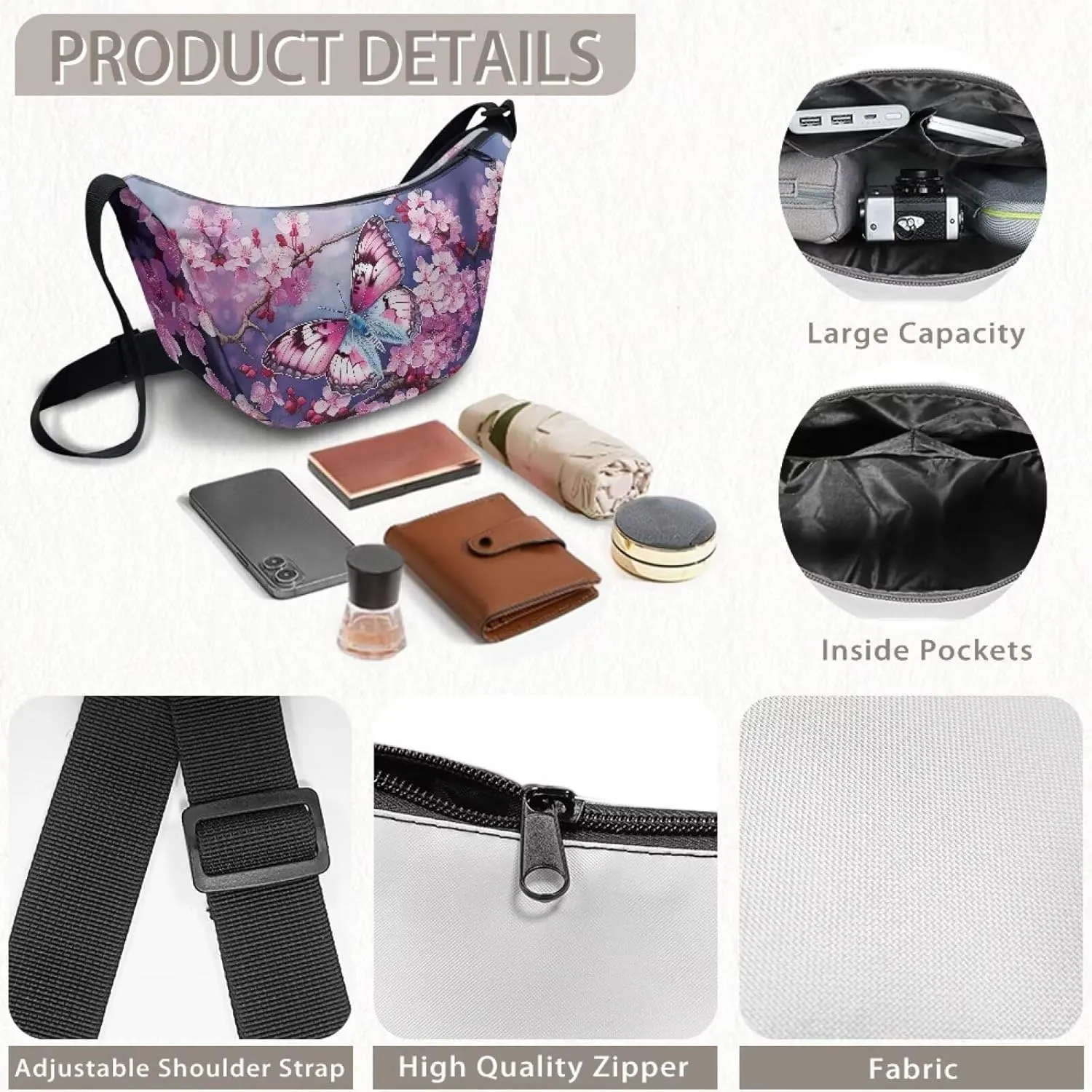 Trendy Crescent Crossbody Bag for Women Men Classic Sling Dumpling Bag Small Casual Handbag Travel Work Fanny Pack