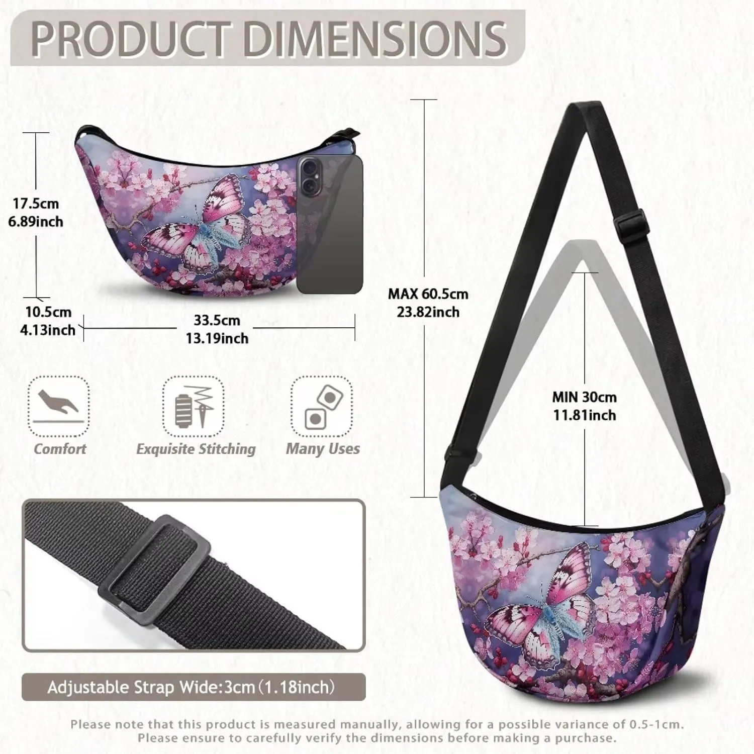 Trendy Crescent Crossbody Bag for Women Men Classic Sling Dumpling Bag Small Casual Handbag Travel Work Fanny Pack