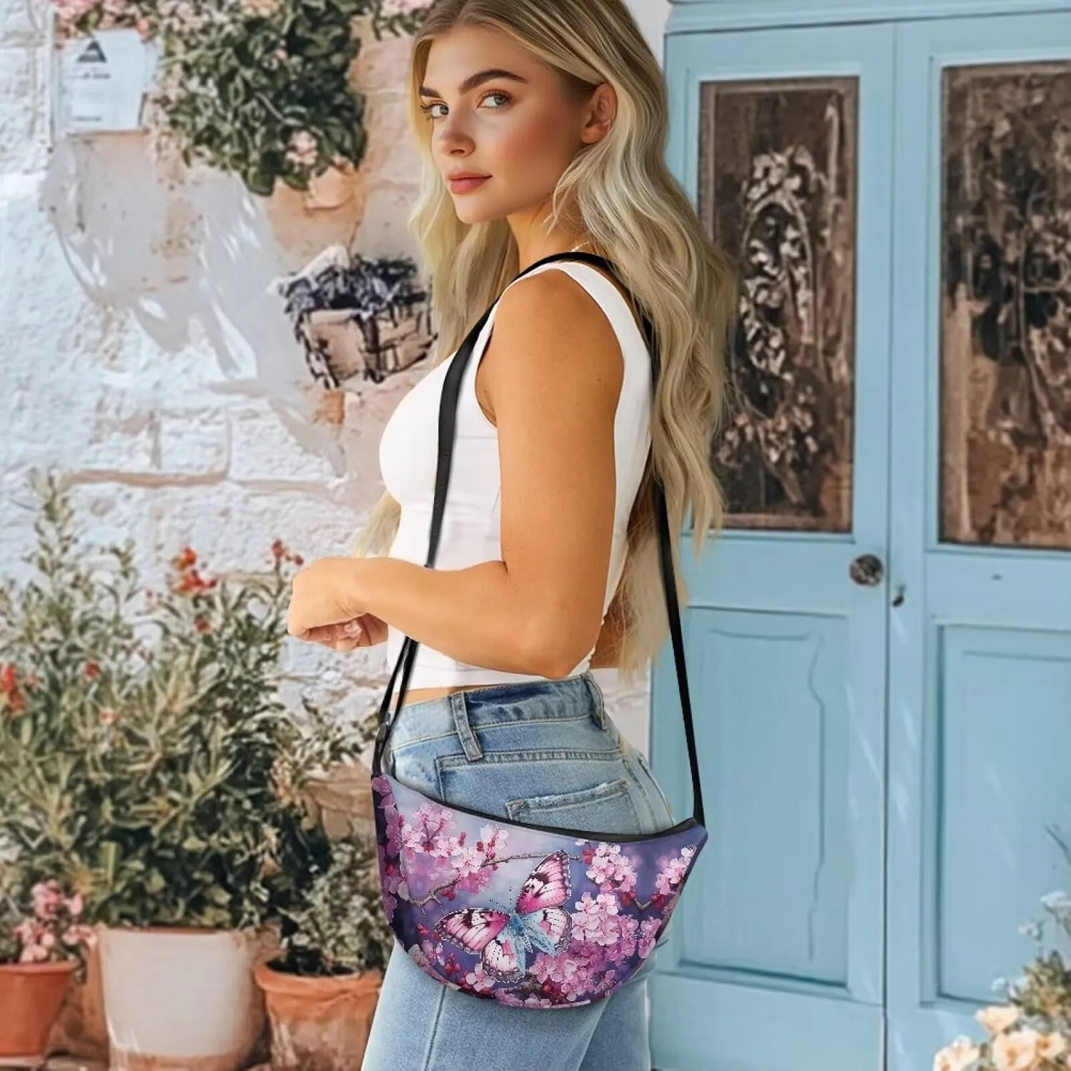 Trendy Crescent Crossbody Bag for Women Men Classic Sling Dumpling Bag Small Casual Handbag Travel Work Fanny Pack