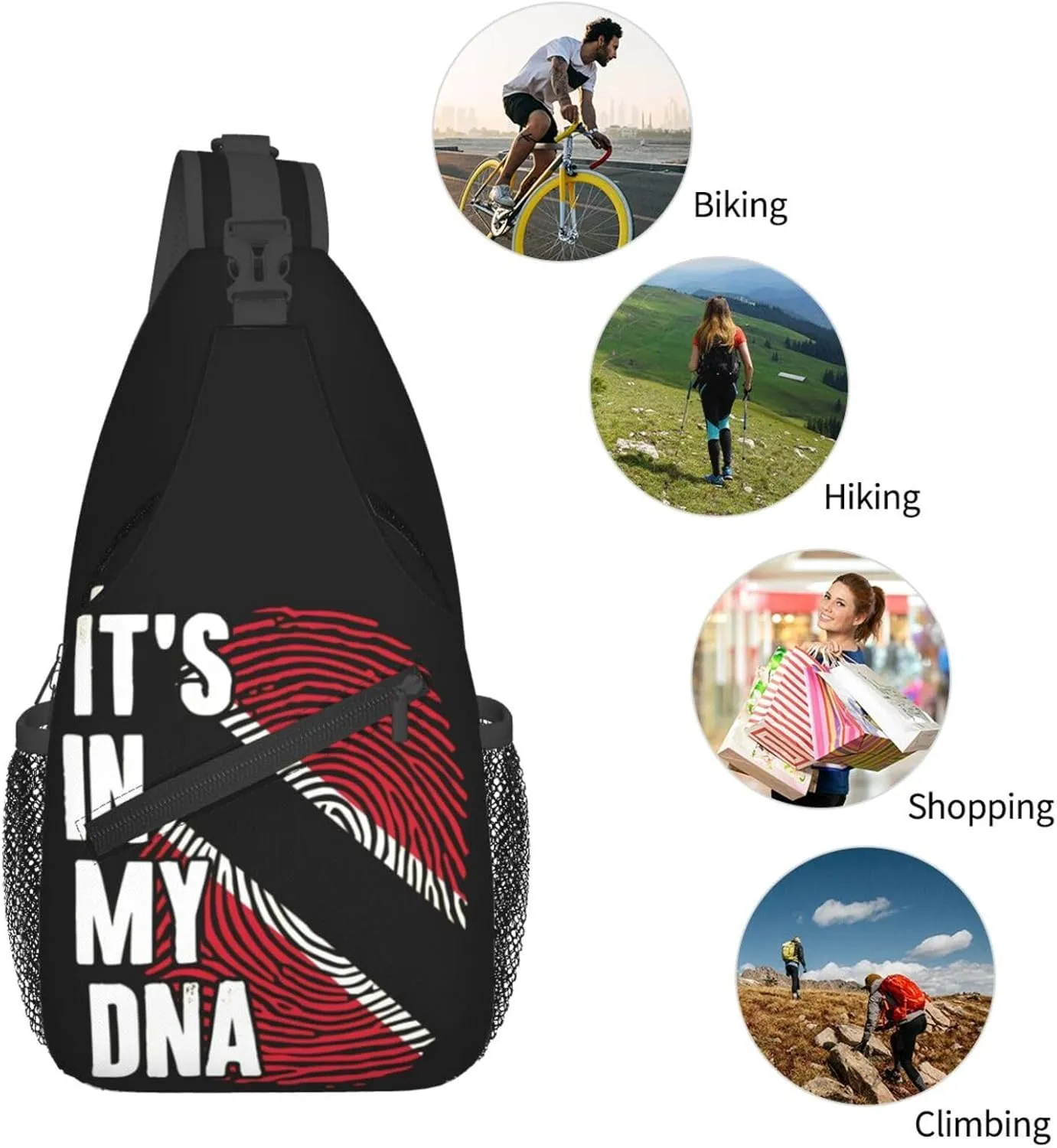 Trinidad Strong Vintage Graffiti Flag Sling Bag Adjustable Chest Bags Casual Crossbody Bag Travel Shoulder Backpack