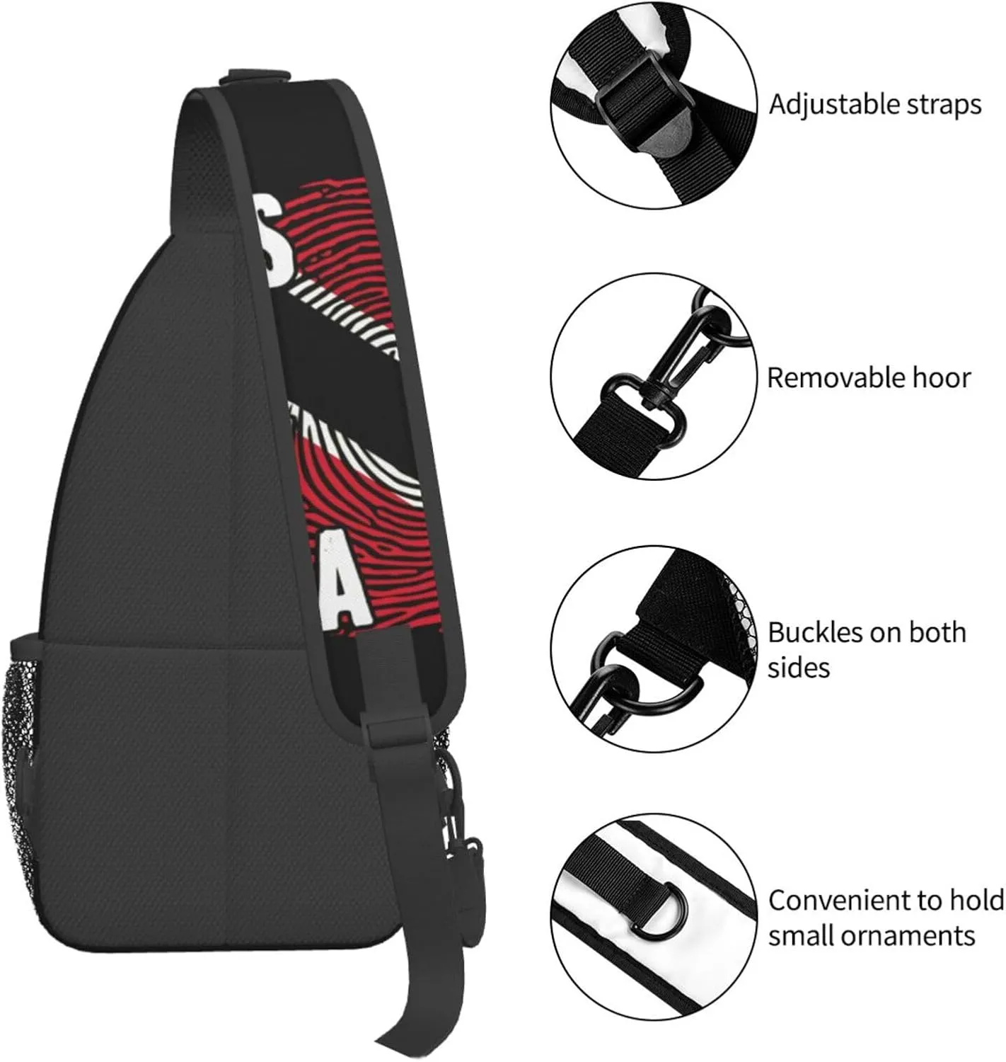 Trinidad Strong Vintage Graffiti Flag Sling Bag Adjustable Chest Bags Casual Crossbody Bag Travel Shoulder Backpack