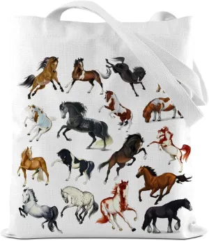 Turtle Gifts Shark Gifts Tote Bag, Hedgehog Horse Gifts for Women Girls, Animals Reusable Grocery Bag Shopping Bag