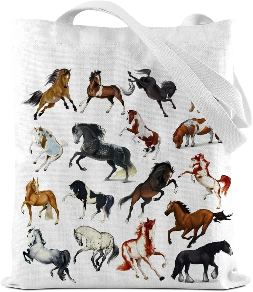 Turtle Gifts Shark Gifts Tote Bag, Hedgehog Horse Gifts for Women Girls, Animals Reusable Grocery Bag Shopping Bag