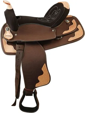 UMRAH International Western Barrel Racing Handmade Synthetic Cordura Horse Saddle Lightweight Ba Trail Tack Equestrian Horse Saddle Tack Size 10" to 18" inches Seat